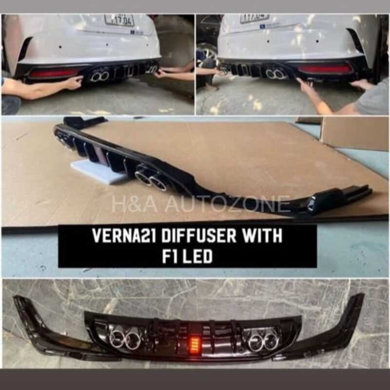 Hyundai Verna F1 Design Rear Diffuser with LED – Compatible with 2020-2022 Models – (1 Year Warranty)