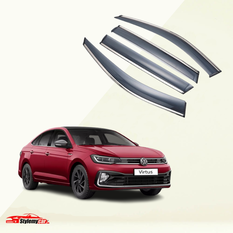 Volkswagen Virtus Door Visor with Chrome Lining – Universal Fit for All Cars