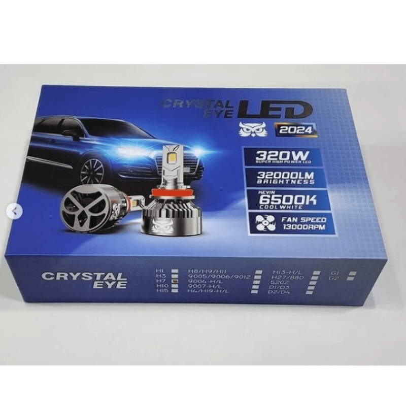 Crystal Eye 320W LED Bulbs for Car Headlights & Fog Lights – Made in Japan (1-Year Warranty)