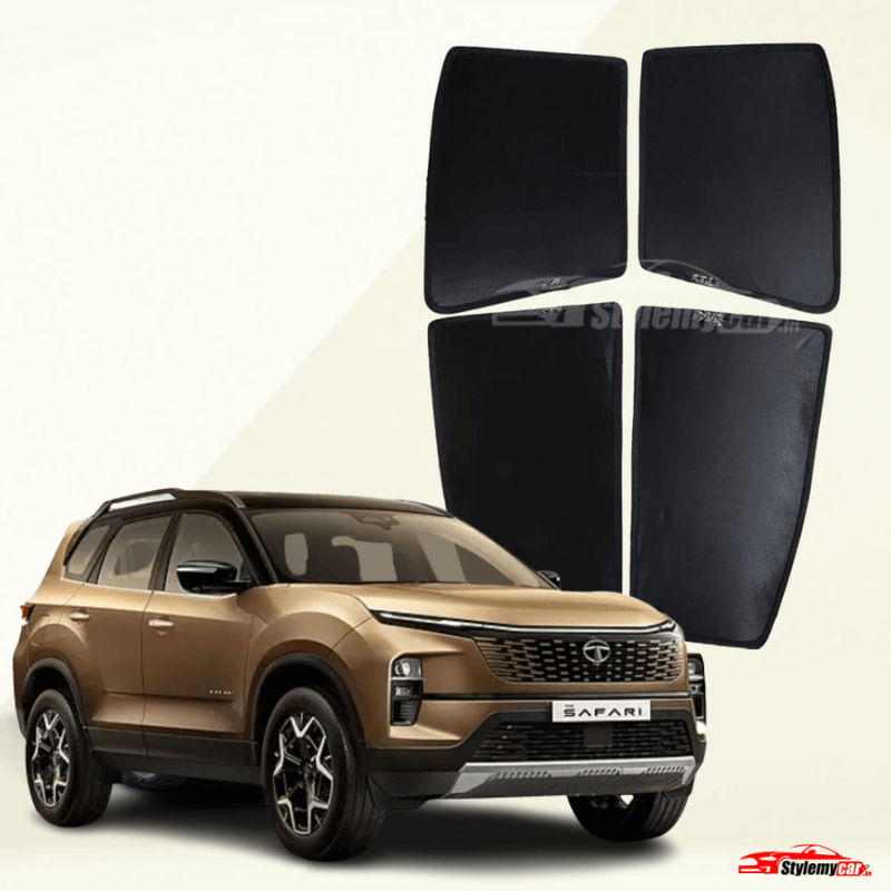 Tata Safari 2024 Model Z Black Half Cut Sunshades
