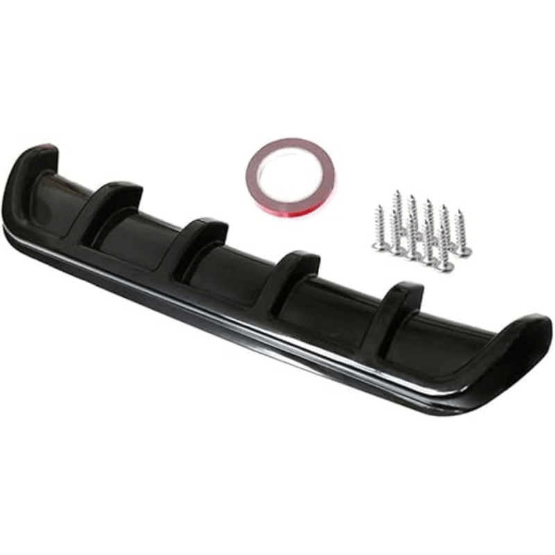 Universal 6-Fin Rear Diffuser | Gloss Black Aftermarket ABS