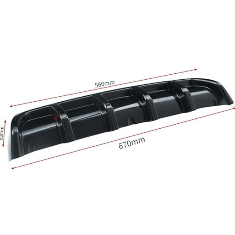 Universal 6-Fin Rear Diffuser | Gloss Black Aftermarket ABS
