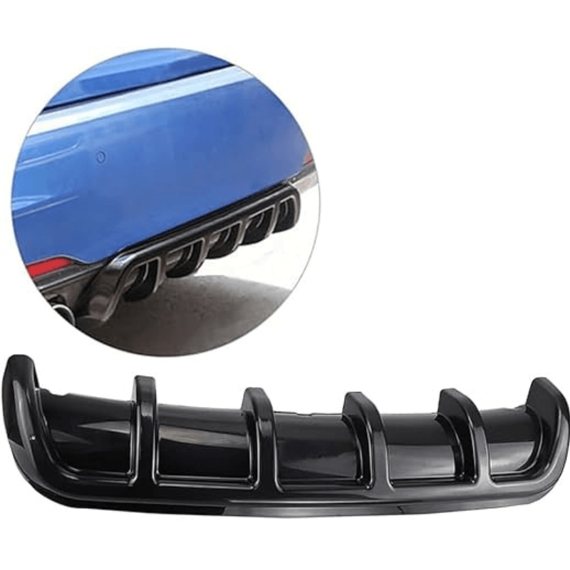 Universal 6-Fin Rear Diffuser | Gloss Black Aftermarket ABS