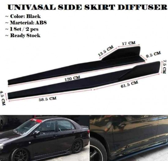 Universal Car Side Skirt Splitter Glossy Black 120CM