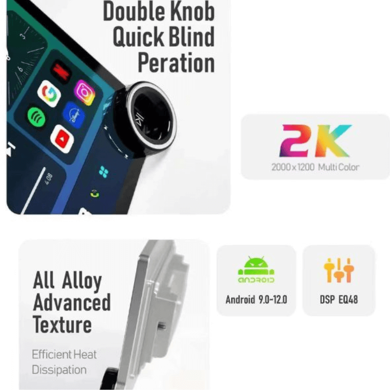 Diamond 2K Android Screen 11.8 inch car stereo touch screen for 9 inch Universal fitment