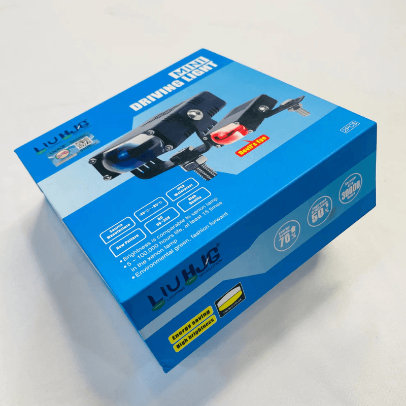 HJG Mini Driving Auxiliary Lights | Dual-Color with Red Devil Eye