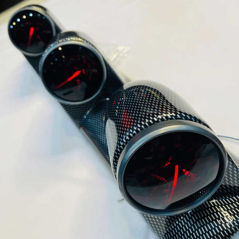 HKS Triple Pillar Gauge Meter | RPM, Water Temperature and Battery Volts | Universal Fit
