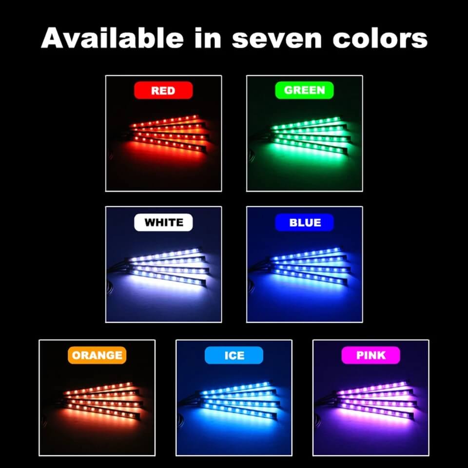 Car Ambiance Under Dashboard Multicolor Lights with Wireless Remote