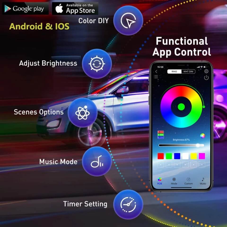 Car Underbody Floating Lights with RGB Wireless Mobile App Control